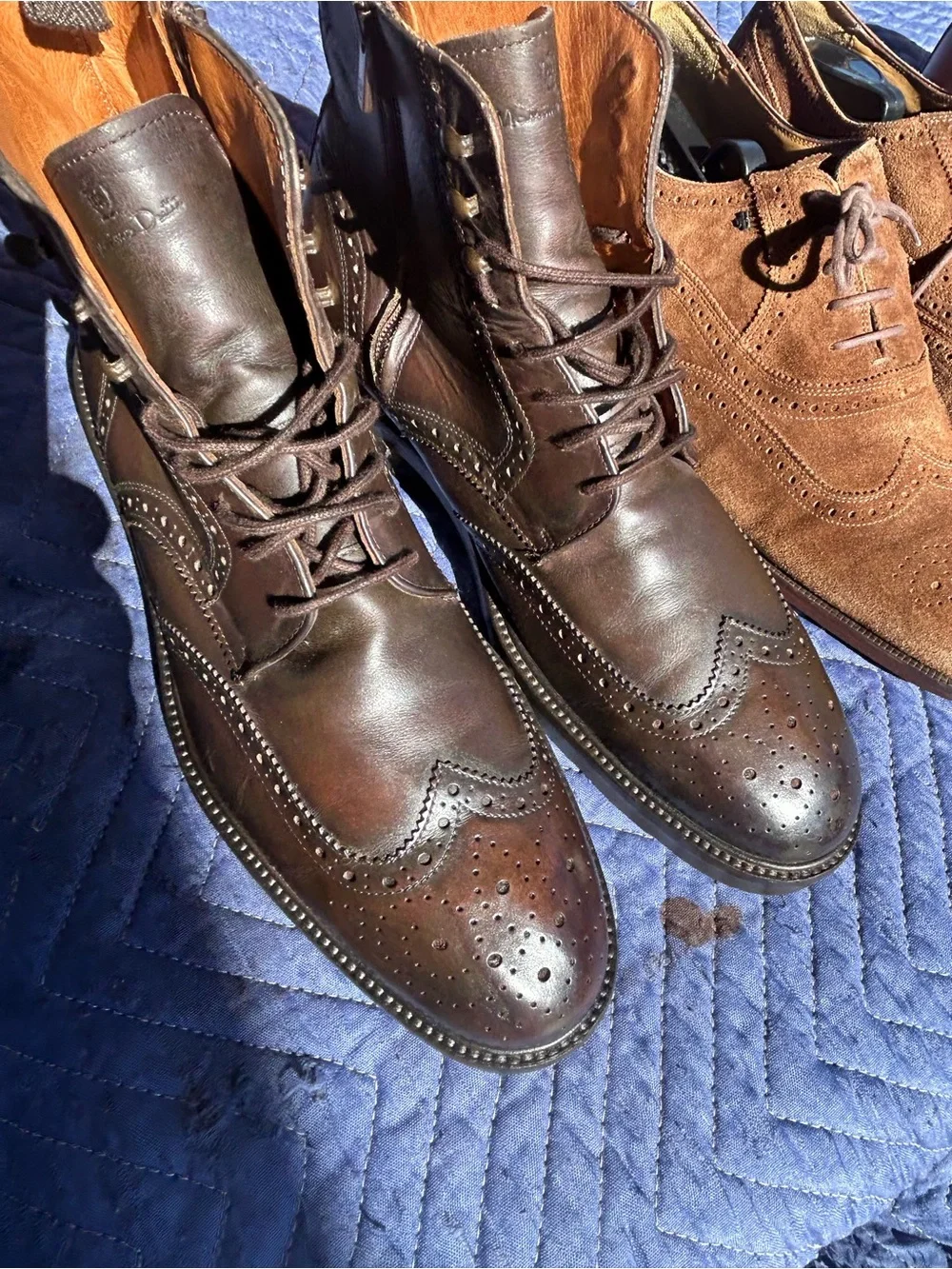 Massimo Dutti Dark Brown Leather Brogue Chukka Boots
